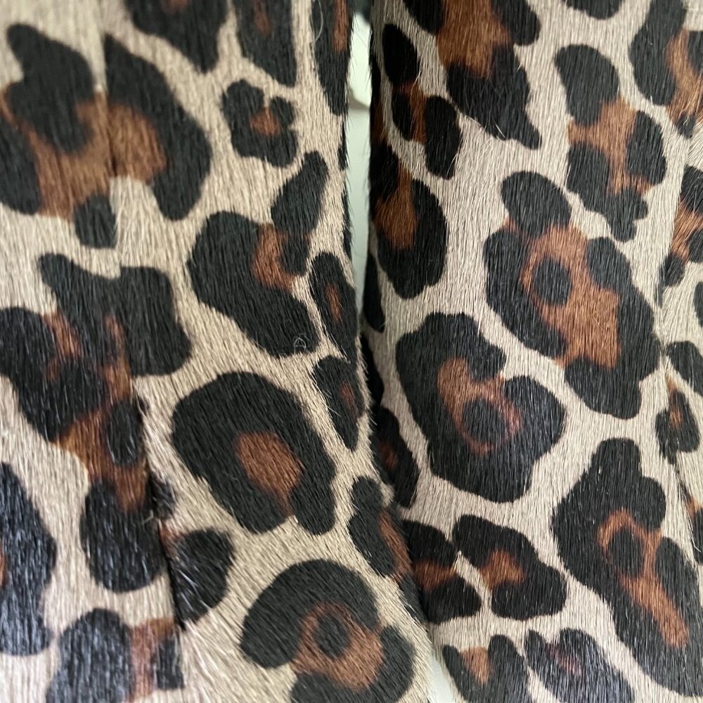 Zara 100% Leather Mules Animal Leopard Print Square Toe 2.8in Heel Sz 7.5 Summer - Picture 10 of 11